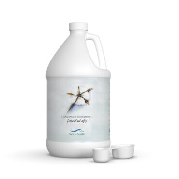 Econcentrate Liquid Laundry Soap shown in gallon size shown with optional scoops